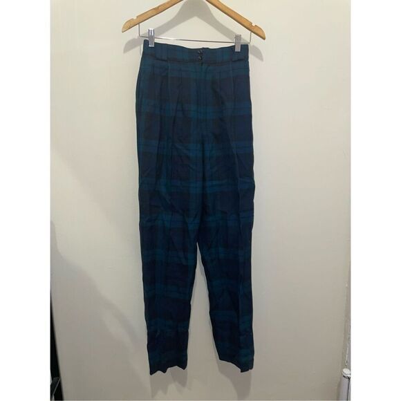 Vintage collectible gold wool plaid pleated trouser pants size 8 - Picture 1 of 9